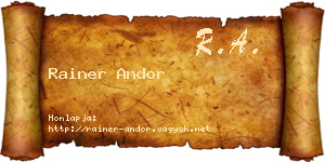 Rainer Andor névjegykártya
